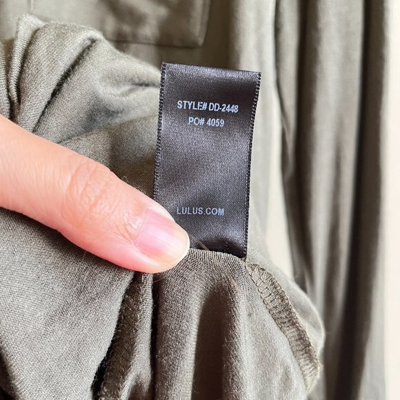 LULUS Long‎ Sleeve V Neck Midi Dress Army Green Womens Size S w/ Pocket C… - Picture 6 of 8